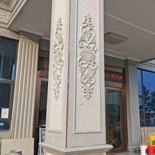 四川芝麻白别墅雕刻柱子  黄金麻