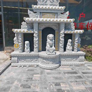 四川芝麻白中国黑石材套墓 花岗岩墓碑